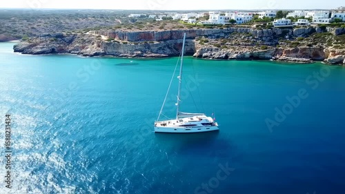 Wallpaper Mural Peaceful sailboat in turquoise coastal waters Torontodigital.ca