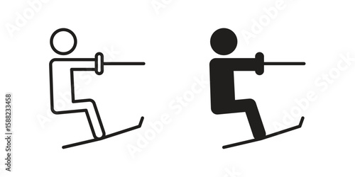 Wakeboarding icon line style graphic design .editable vectors.