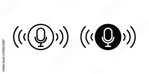 Voice control icon line style graphic design .editable vectors.