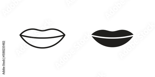 Thin lips icon line style graphic design .editable vectors.