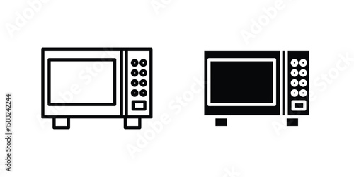 Microwave icon line style graphic design .editable vectors.
