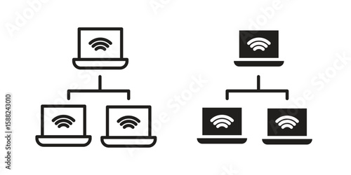 Local network icon line style graphic design .editable vectors.