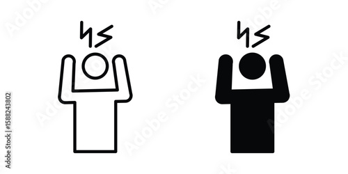 Irritated human icon line style graphic design .editable vectors.
