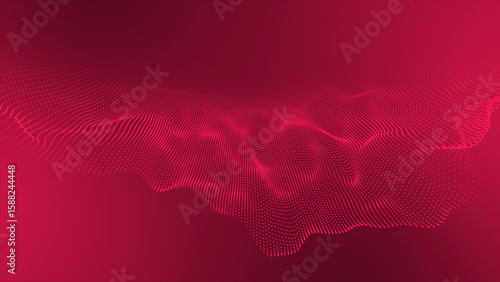 Magenta red color hi-tech circular dots forming wavy pattern technology prospective background