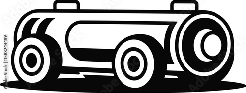 industrial pipeline vector illustration with cylindrical connectors in black and white for engineering and construction projects