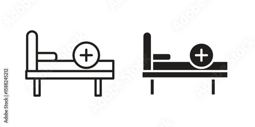 Hospital bed icon line style graphic design .editable vectors.