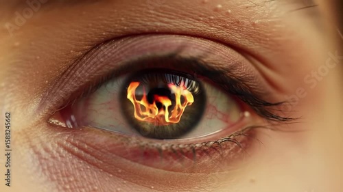 Fiery Inferno Reflected in a Woman's Eye