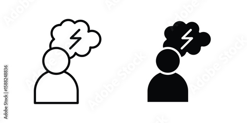 Depression icon line style graphic design .editable vectors.