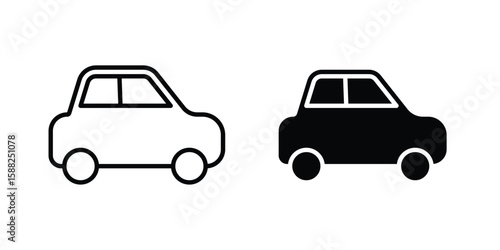 Compact car icon line style graphic design .editable vectors.
