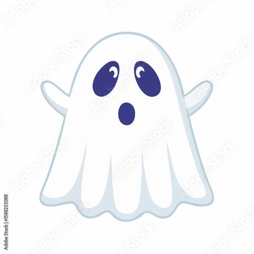 Ghostly Gaze Icon, A minimalist white ghost with large, expressive eyes.