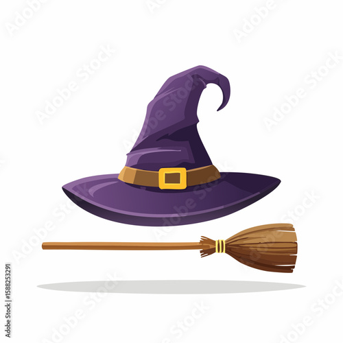 Magical Witch's Hat & Broomstick Icon