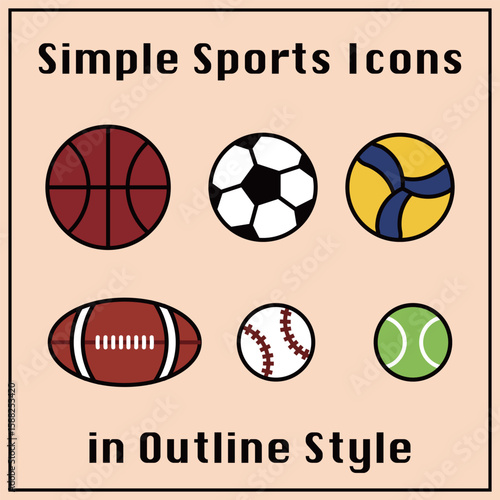 Simple Sports Icons in Outline Style-1-2