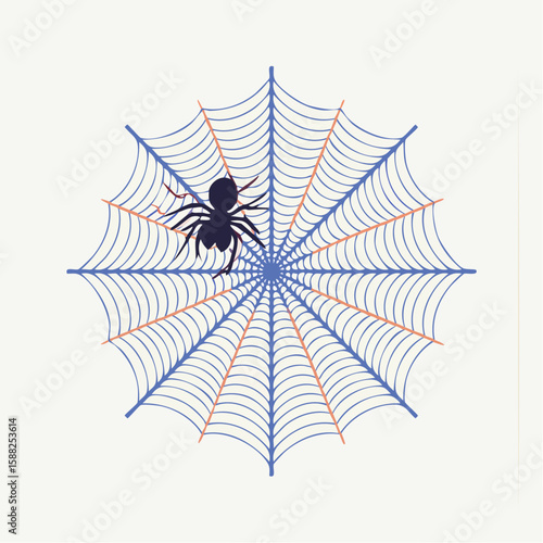 Spooky Spiderweb Icon, A detailed spiderweb with a small, lurking spider.