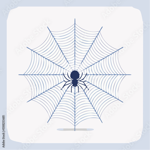 Lurking Spider & Web, Spooky Design Element