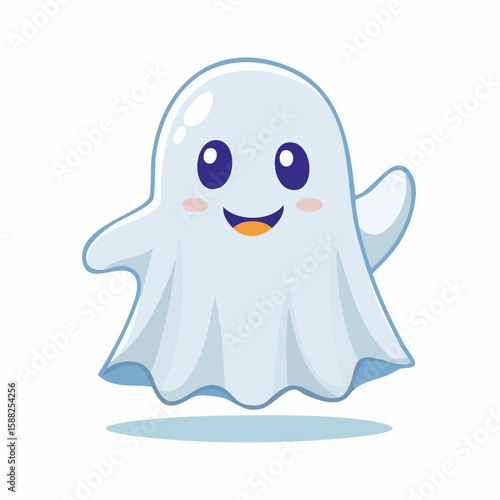 Friendly Ghost Buddy Icon - Waving Spirit Design
