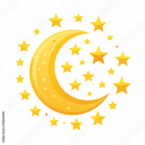 Crescent Moon & Starry Night Icon - Mystical Cosmos