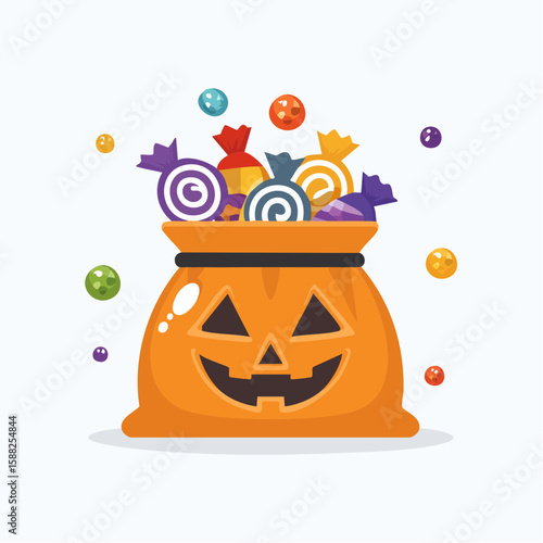 Overflowing Trick-or-Treat Bag Icon - Halloween Candy Haul