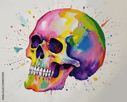 Ashen Veil Skull isolated watercolor vector illustration svg