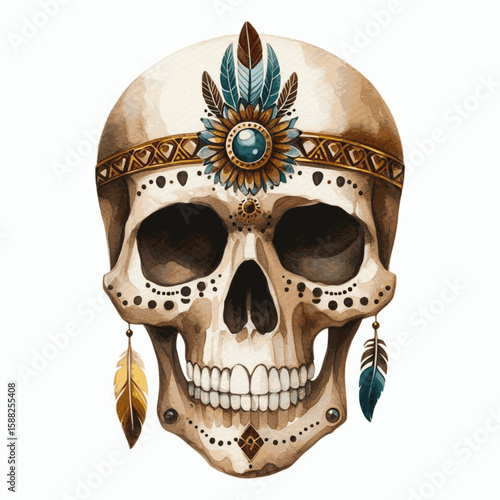 Ivory Wash Skull isolated watercolor vector illustration svg