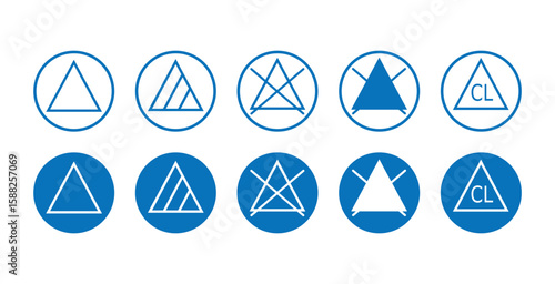Blue Round Flat Bleaching Icon Set