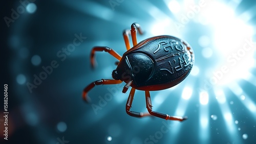 Wallpaper Mural A detailed macro view of a tick against a protective light barrier, highlighting its menacing form. Torontodigital.ca