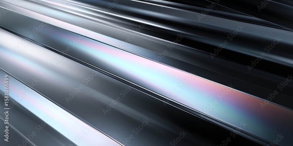 Iridescent metallic surface with diagonal reflections, abstract futuristic background Iridescent metallic surface with diagonal reflections, abstract futuristic background
