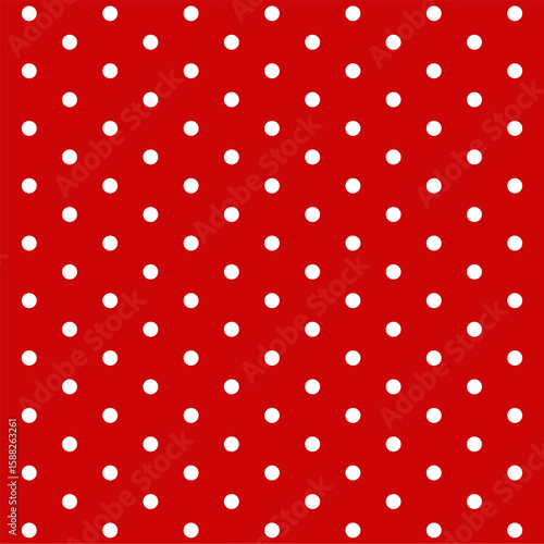 White polka dot seamless pattern on red background. Polka dot background. Dotted cute pattern. artistic doodle sketch tiny dots seamless surface design.