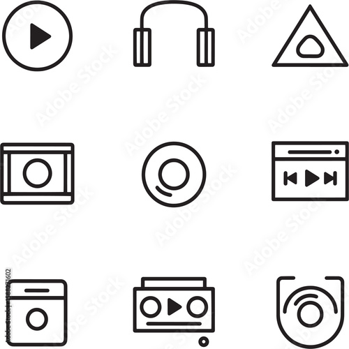 Smart Audio Player Ultra Minimalist Line Art Vector
