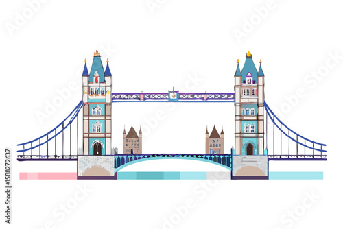 Stylized illustration of london s iconic tower bridge with a black background
