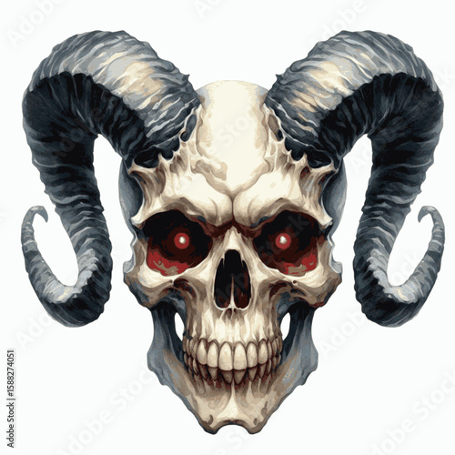 Liquid Shadow Demon Skull isolated watercolor vector illustration svg