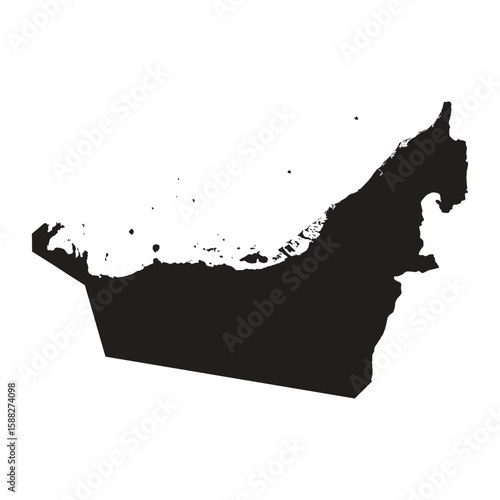 Black UAE Vector Map Detailed