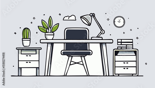 Stylish wooden table and modern chair set for dining, kitchen, or office space decor – perfect furniture combo for home or workspace interiors