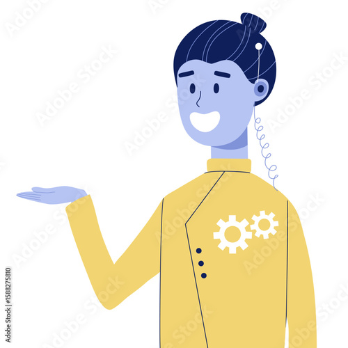 AI personal assistant character. Artificial intelligence or chatbot robot. Customer service vector Illustration