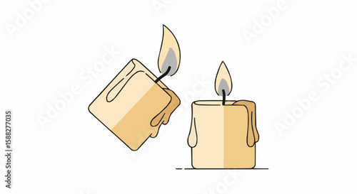 One Candle Lighting Another Vector — Minimalist Symbol of Kindness, Hope, and Shared Light
