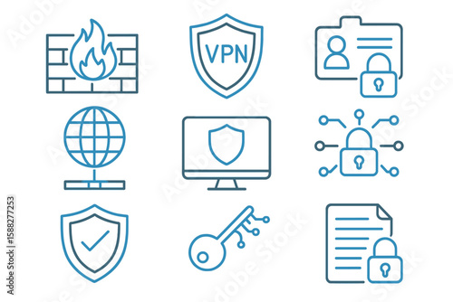 Security icons representing online protection and privacy in a digital environment