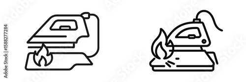 Irons producing heat on a surface during a demonstration of clothing care techniques