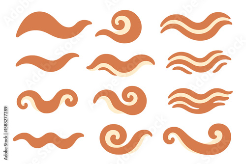 Decorative wavy patterns in warm tones showcasing unique shapes and textures for artistic inspiration