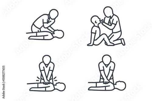 Instructional guide illustrating steps for performing CPR on adults and children in emergency situations