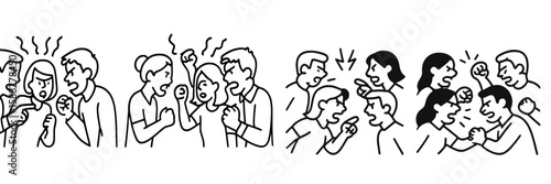 Engaged individuals in intense discussions illustrating conflict and disagreement in a social setting