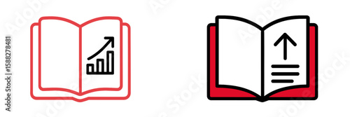 Illustration of an open book with graphs and charts representing business growth and data analysis techniques