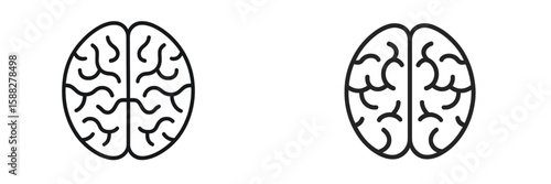 Simple line drawings of human brains showcasing left and right hemispheres in a minimalist style