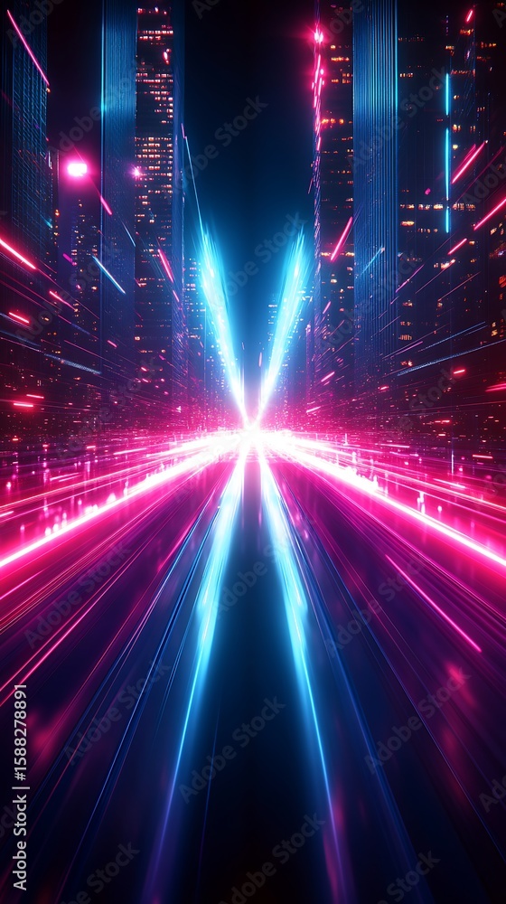 Naklejka premium Neon City Road Xshaped.