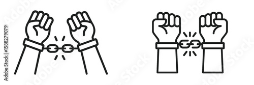 Symbolic representation of breaking free from chains and oppression during a movement for freedom and justice