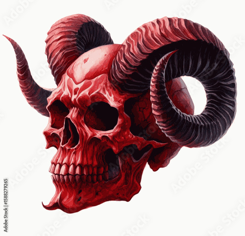 Abyssal Skull Demon Skull isolated watercolor vector illustration svg
