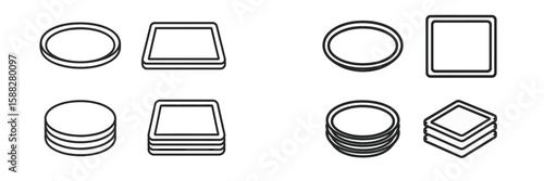 Various styles of plates displayed in a minimalist layout showcasing modern design for dining