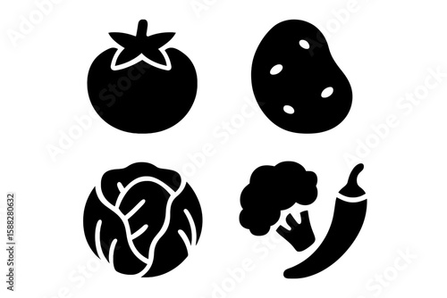 Variety of vegetables displayed in simple black silhouette design for culinary inspiration and healthy eating