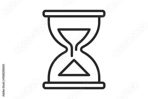 Hourglass symbol representing the passage of time in a minimalist design on a plain background