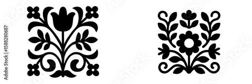 Beautiful black floral patterns showcasing intricate designs on a white background for art and decor inspiration
