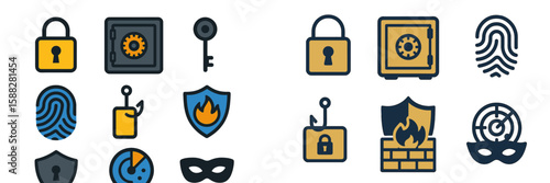 Graphic illustration showcasing security icons and symbols representing safety measures and protection against unauthorized access