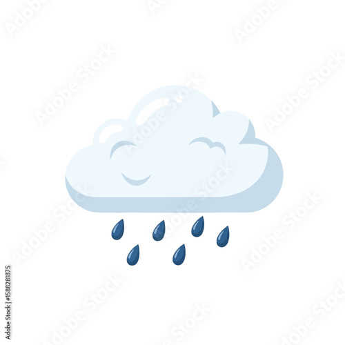 Cartoon illustration of a cumulus cloud with rain drops falling.